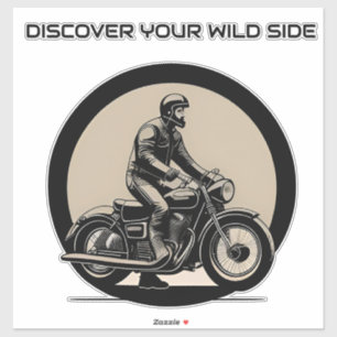 Motorradfahrer auf klassischem Motorrad Aufkleber