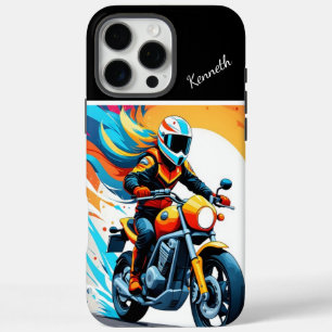 Motorradfahrer bei Sonnenuntergang iPhone 16 Pro Max Hülle
