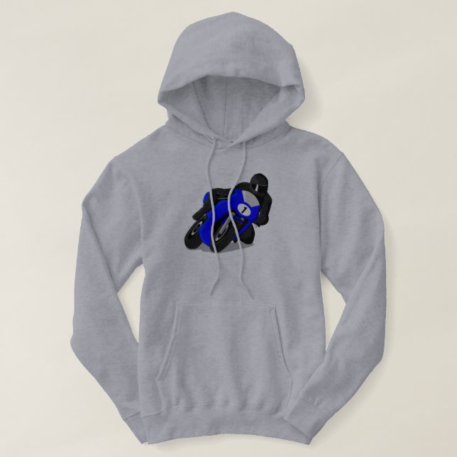 Motorradfahrer Blue Street Bike Hoodie oder Tshirt (Design vorne)
