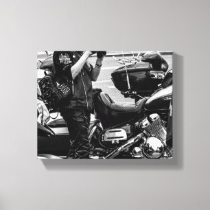 Motorradfahrer Details Leinwanddruck