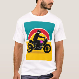 Motorradfahrer gegen lebendige farbenfrohe Kunst T-Shirt