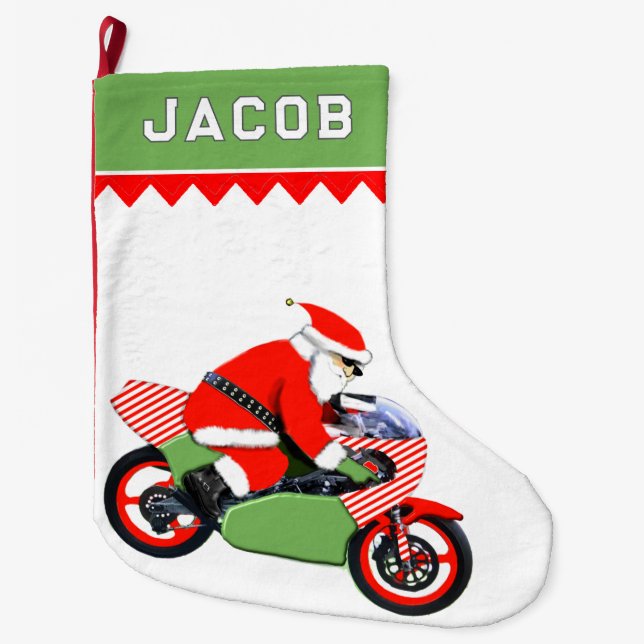 Motorradfahrer Großer Weihnachtsstrumpf (Vorderseite)