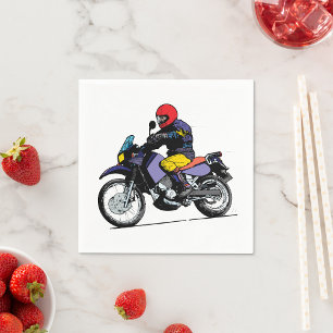 Motorradfahrer in einem roten Helmopapier Napkins Serviette