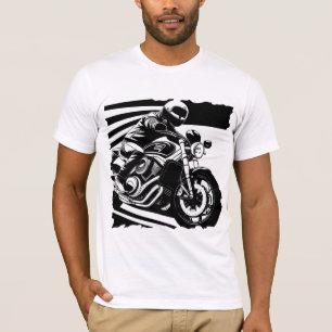 Motorradfahrer in Kurvenfahrt auf einem stilvollen T-Shirt
