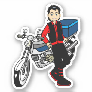 Motorradfahrer Man Boy Biker Cartoon Art Aufkleber