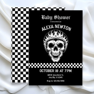 Motorradfahrer mit Totenkopf Baby Shower Einladung