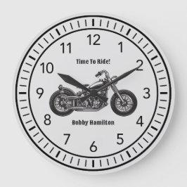 Motorradfahrer Personalisierter Name und Sprichwor Große Wanduhr