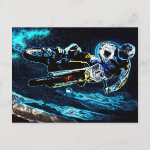 Motorradfahrer Postkarte