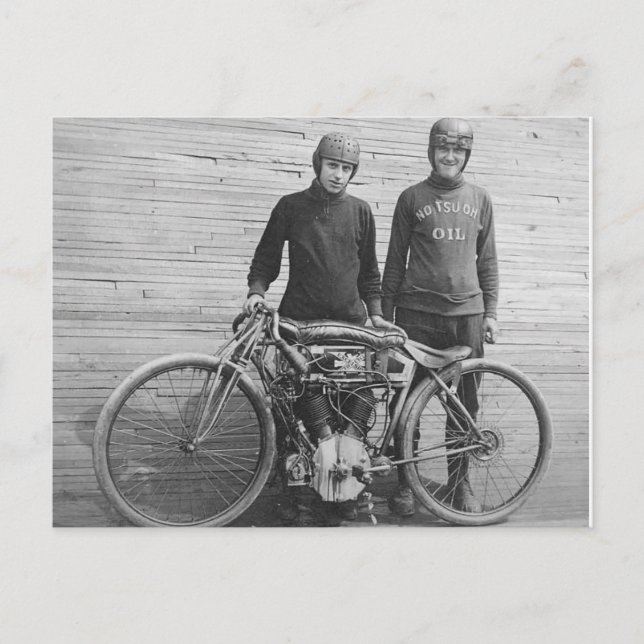 Motorradfahrer-Postkarte von 1930 Postkarte (Vorderseite)