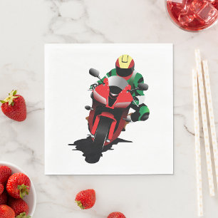 Motorradfahrer Reiten Red Sportbike Serviette