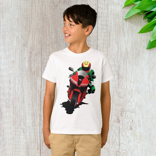 Motorradfahrer Reiten Red Sportbike T-Shirt (Von Creator hochgeladen)