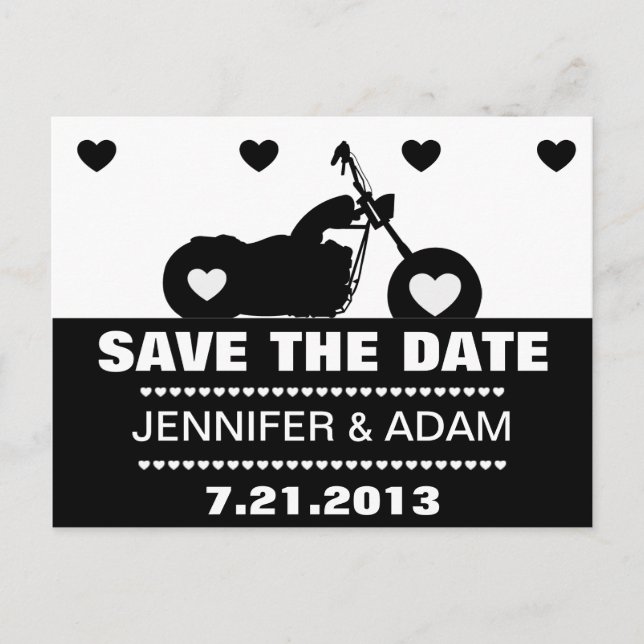 Motorradfahrer Save the Date Postc Ankündigungspostkarte (Vorderseite)