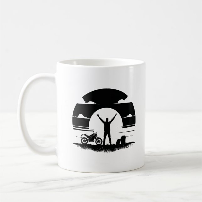 Motorradfahrer-Silhouette-Tasse  Kaffeetasse (Links)