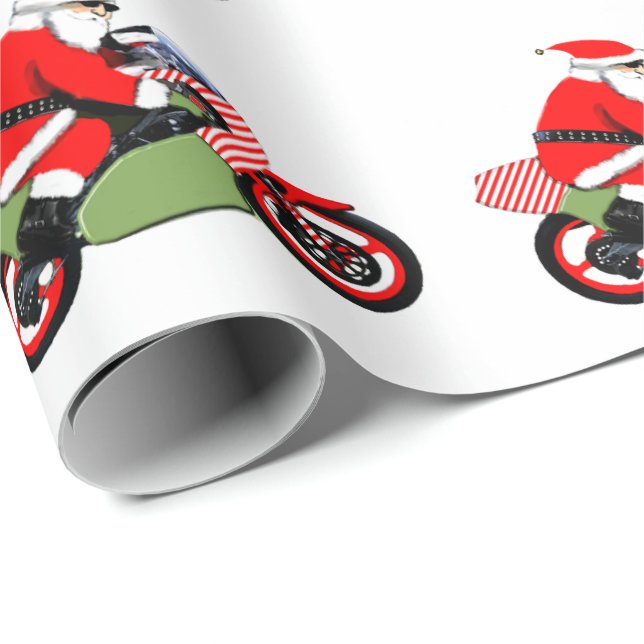 Motorradfahrer Weihnachtswrapping Paper Geschenkpapier (Rolleneckpunkt)