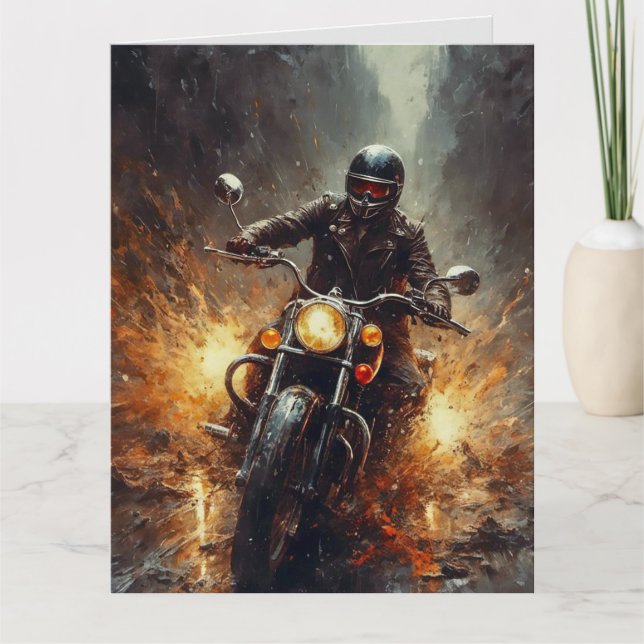 MOTORRADFAHRRAD GEBURTSTAG ÜBERSICHTE GREETING-KAR DANKESKARTE (Vorderseite)
