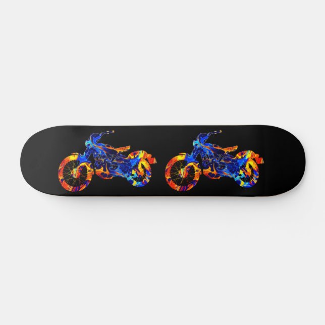 MOTORRADFAHRZEUG NIEMALS ABSTRAKT FARBBEN SKATEBOARD (Horizontal)