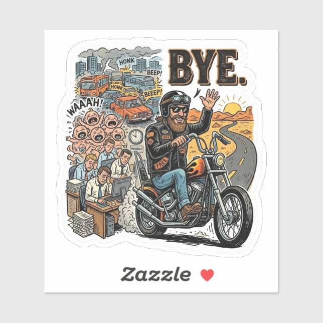 Motorradflucht Tschüss Aufkleber (Blatt)