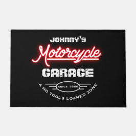 Motorradgarage jeden Namen Red Neon Effect Slogan Fußmatte