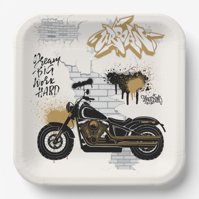 Motorradgold und -cremepapier pappteller (Vorderseite)