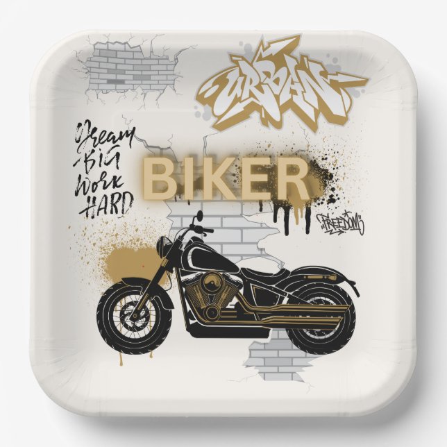 Motorradgold und -cremepapier pappteller (Vorderseite)