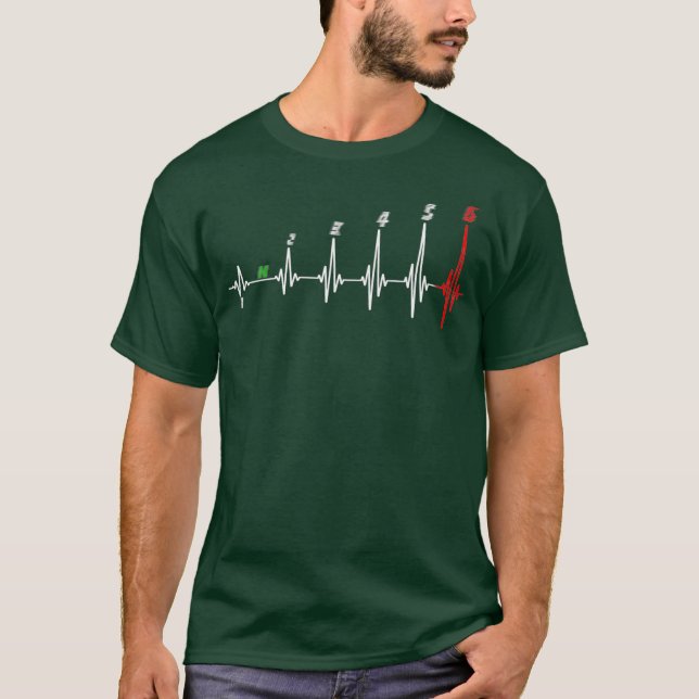 Motorradheartbeat, 6-Gang-Schaltrad T-Shirt (Vorderseite)
