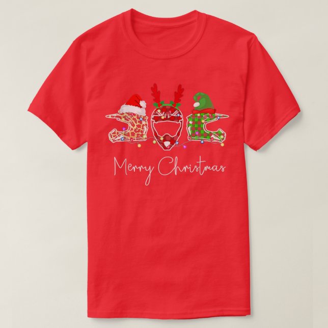 Motorradhelme Frohe Weihnachtsbeleuchtung Tree Rei T-Shirt (Design vorne)
