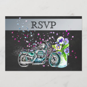 Motorradhochzeit RSVP mit Mason Jar Einladung