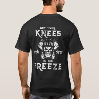 Motorradknie im Brisent-stück druckten an zurück T-Shirt