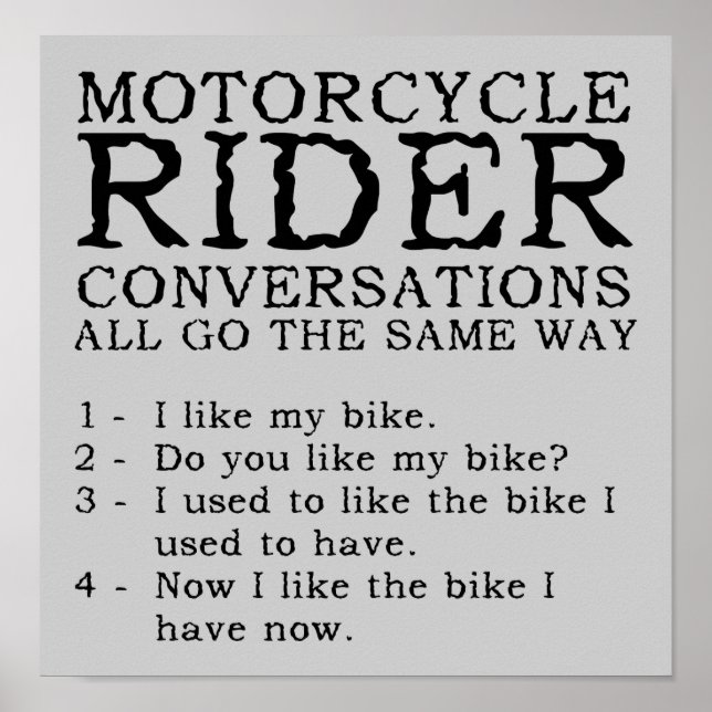 Motorradkonversationen Witziges Plakatzeichen Poster (Vorne)