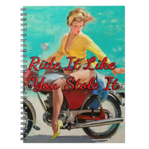 Motorradmädchen von 1950 von Gil Elvgren Notizblock