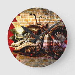 Motorradmanie Runde Wanduhr