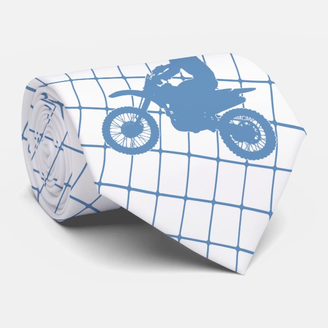 MotorradMotocross, der auf blauer Karo-Krawatte Krawatte (Gerollt)