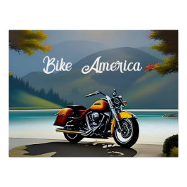 Motorradparkplatz am See Poster