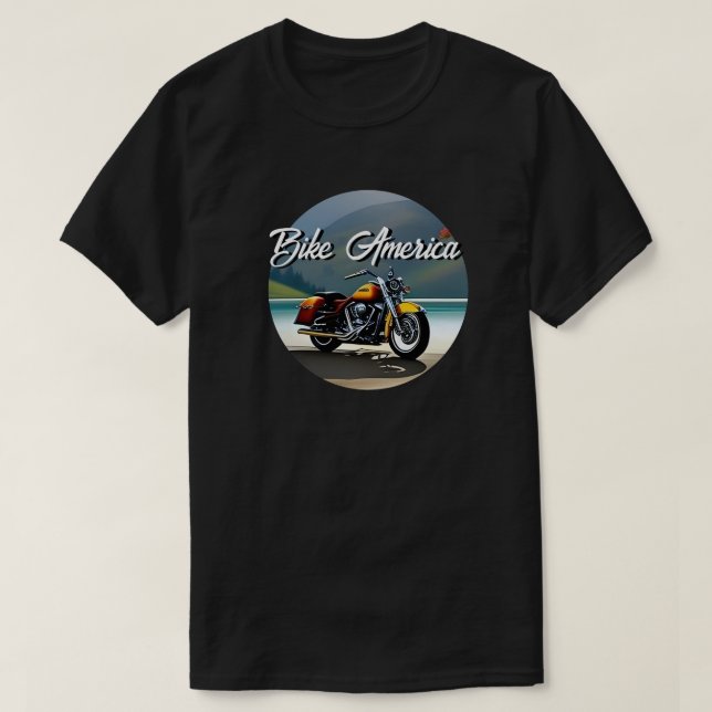 Motorradparkplatz am See T-Shirt (Design vorne)