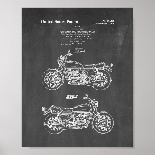 Motorradpatent - Khalkboard Poster (Vorne)