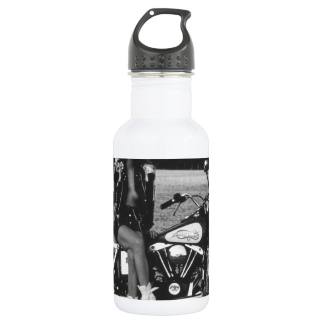 Motorradpinup-Mädchen Trinkflasche (Vorderseite)