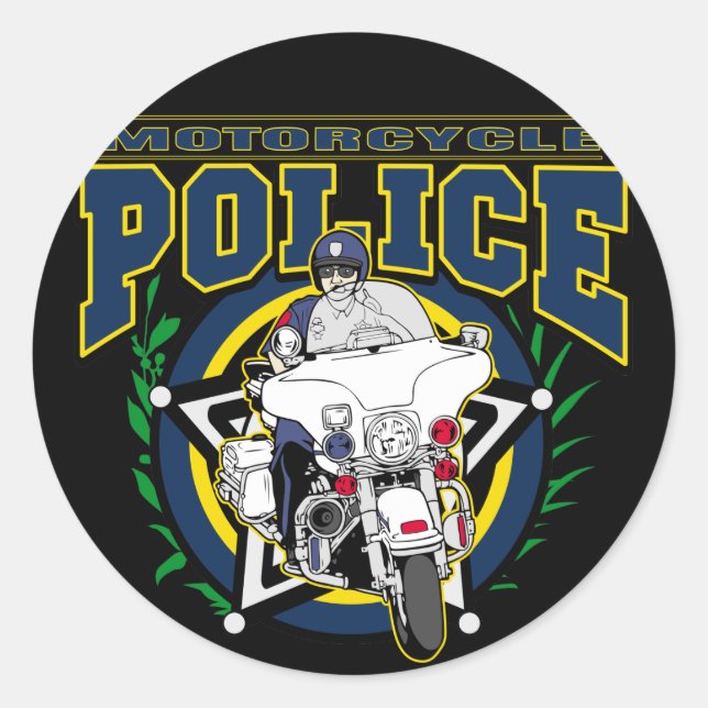 Motorradpolizei Runder Aufkleber (Vorderseite)