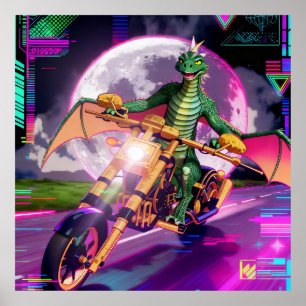 Motorradrenn-Drache Poster