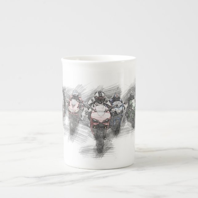 Motorradrennen-Tasse Prozellantasse (Vorderseite)