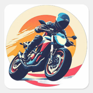 Motorradrennfahrer Quadratischer Aufkleber