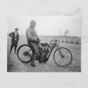 Motorradrennfahrer von Pope, 1915 Postkarte