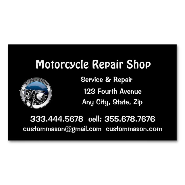 Motorradreparatur und Service-Shop-Visitenkarte Magnetische Visitenkarte (Vorderseite)