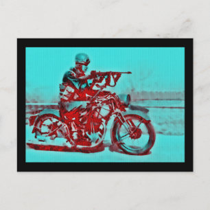 Motorradsoldat - Zweiter Weltkrieg Postkarte
