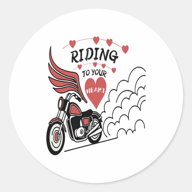 Motorradvalentinstag Runder Aufkleber (Vorderseite)