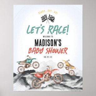 Motorradwagen Babydusche Begrüßungszeichen Poster