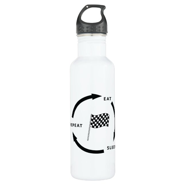 Motorsport aß Sleep Wiederholung Sportfan Sprichwo Edelstahlflasche (Vorderseite)