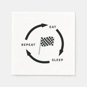 Motorsport Essen Schlafen Wiederholen Sprüche für Serviette