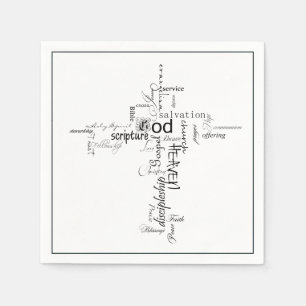 mots chrétiens serviettes en papier croisées