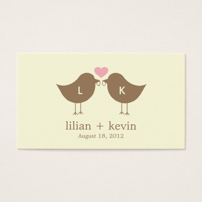 Mots-clés de mariage pour les oiseaux de Monogramm (Devant)