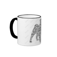 Mots de carlin dans la tasse noire de silhouette